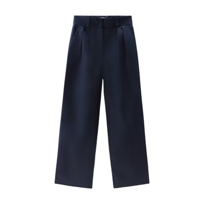 Shop Woolrich Pure Cotton Poplin Pants In Blue