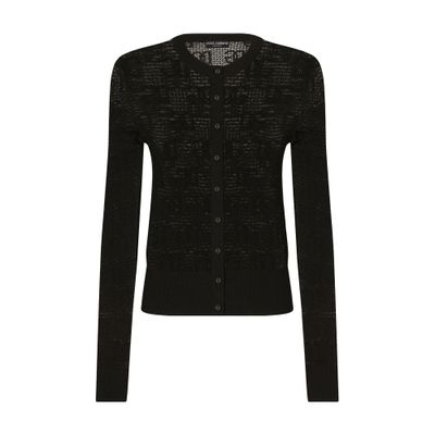 Dolce & Gabbana Jacquard Logo Cardigan In Black