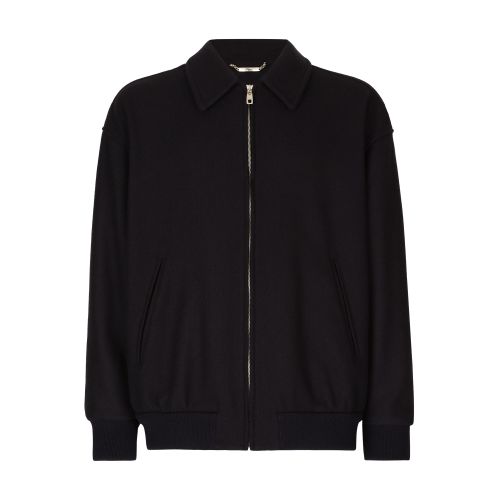 Dolce & Gabbana Logo-plaque Zip-up Bomber Jacket In Very_dark_blue_1