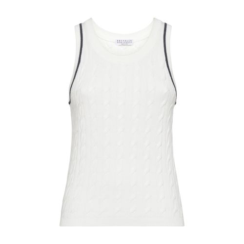 Brunello Cucinelli Cable-knit Cotton Top In Panama