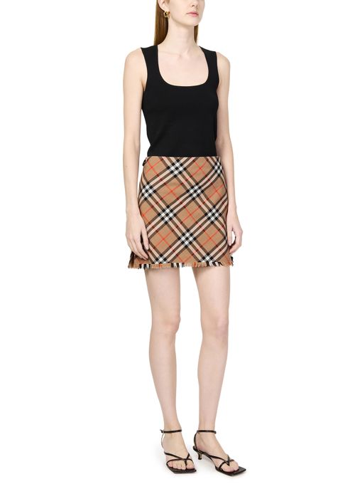 BURBERRY Check wool blend skirt