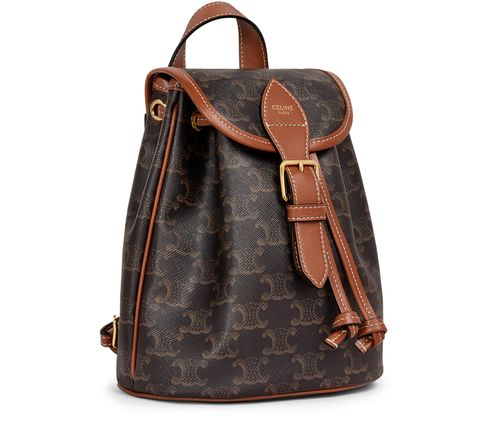 CELINE Folco Triomphe canvas and calfskin mini backpack