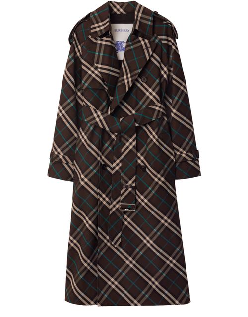 BURBERRY Check trench coat with lapel