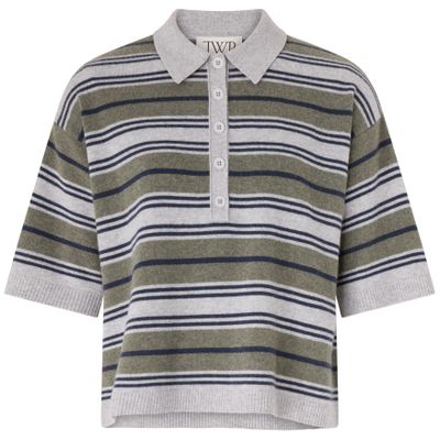 Twp Striped Cashmere Polo Shirt In Purple
