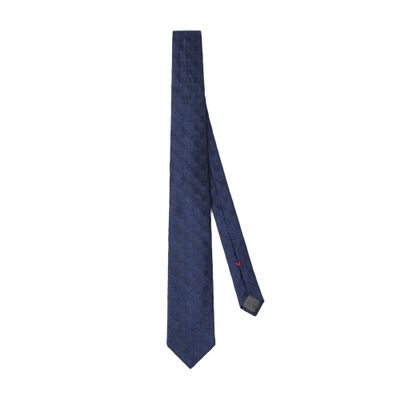 Brunello Cucinelli Geometric-embroidery Silk Tie In Blue
