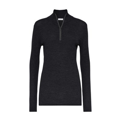 Brunello Cucinelli Virgin Wool-cashmere Rib-knit Sweater In Grey