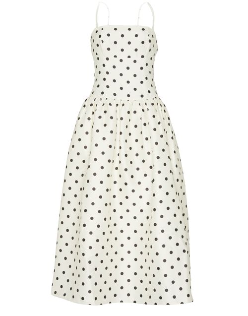 SELF PORTRAIT Polk dot taffetas midi dress