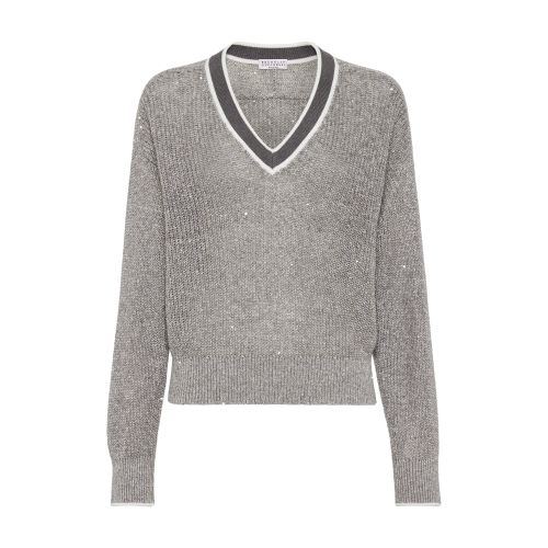Brunello Cucinelli Linen Sweater In Medium_grey