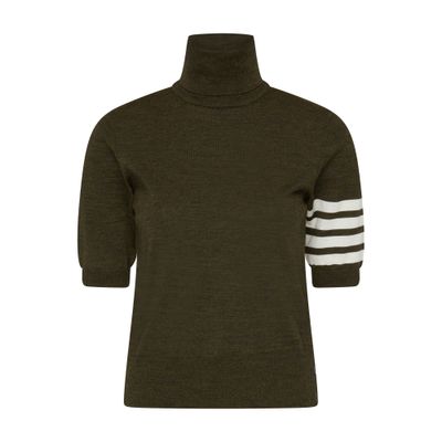 Thom Browne 4-bar High-neck Knitted Top In Green