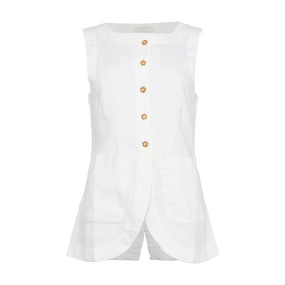 Posse Womens Emma Two-patch-pockets Linen Vest Ivory Xl In White