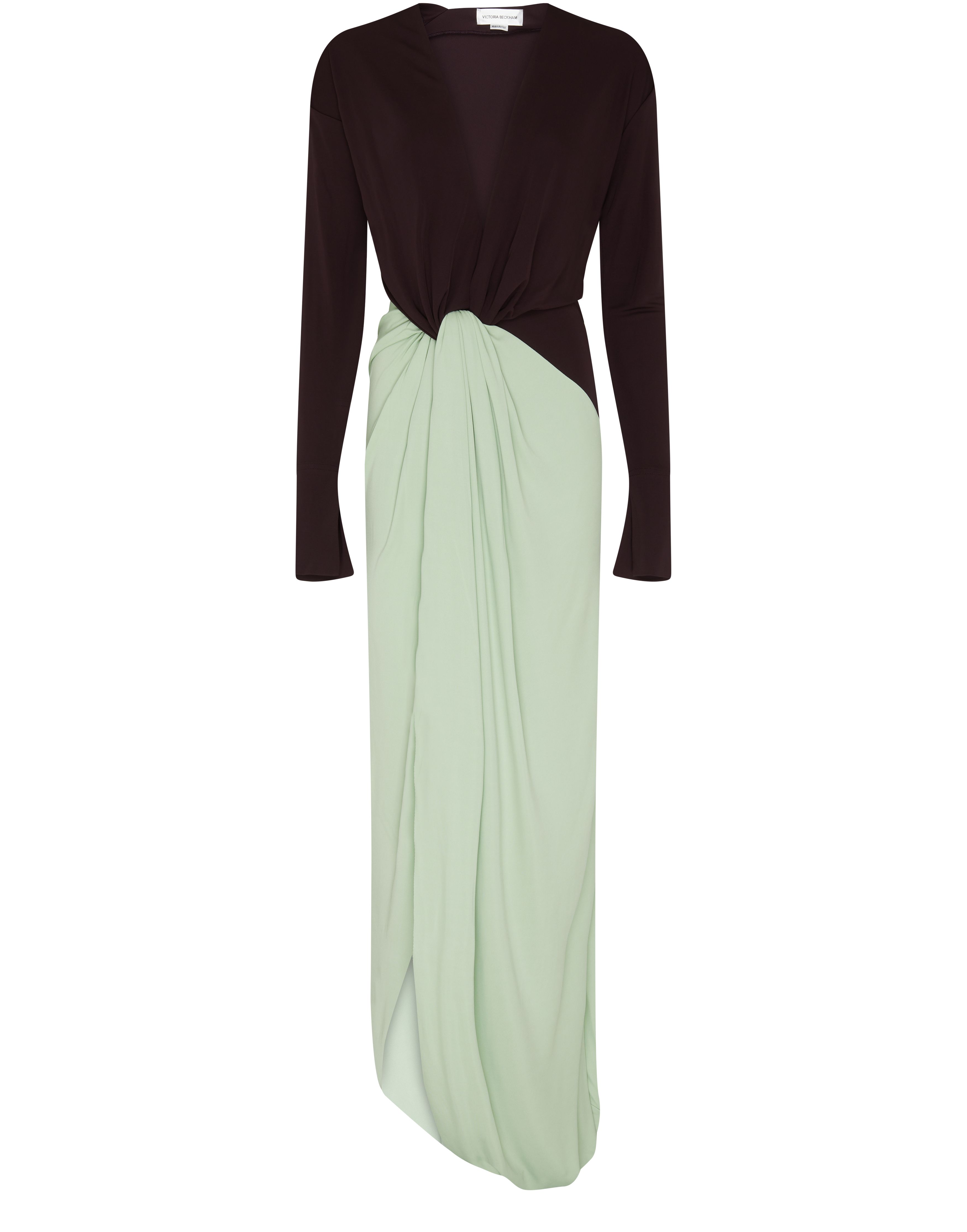 Long sleeve knot detail jersey dress