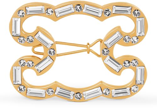 CELINE Triomphe frame haarspange aus strass und messing mit gold-finish