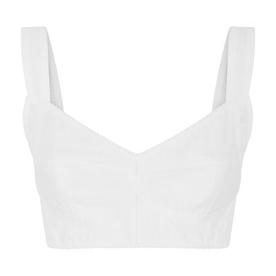 Dolce & Gabbana Corset Crop Top In Optical White