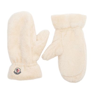 Moncler Logo Gloves In Sand