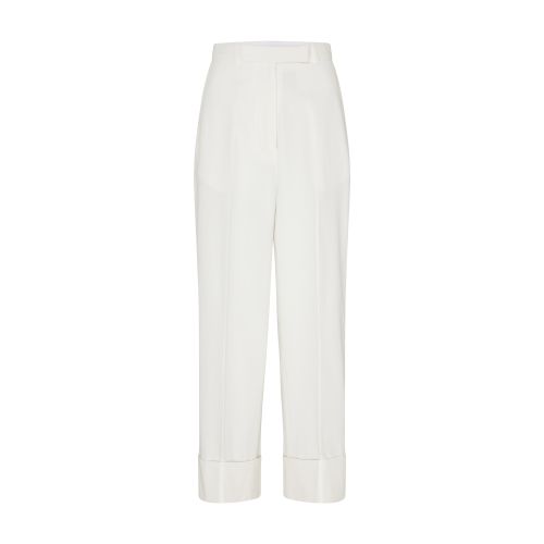 Thom Browne Pressed-crease Tapered Trousers In Off_white