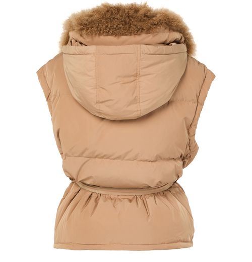 YVES SALOMON Belted hooded gilet in lambswool