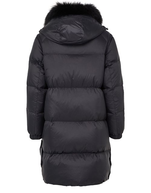 YVES SALOMON Hooded maxi puffer jacket with a lambswool collar