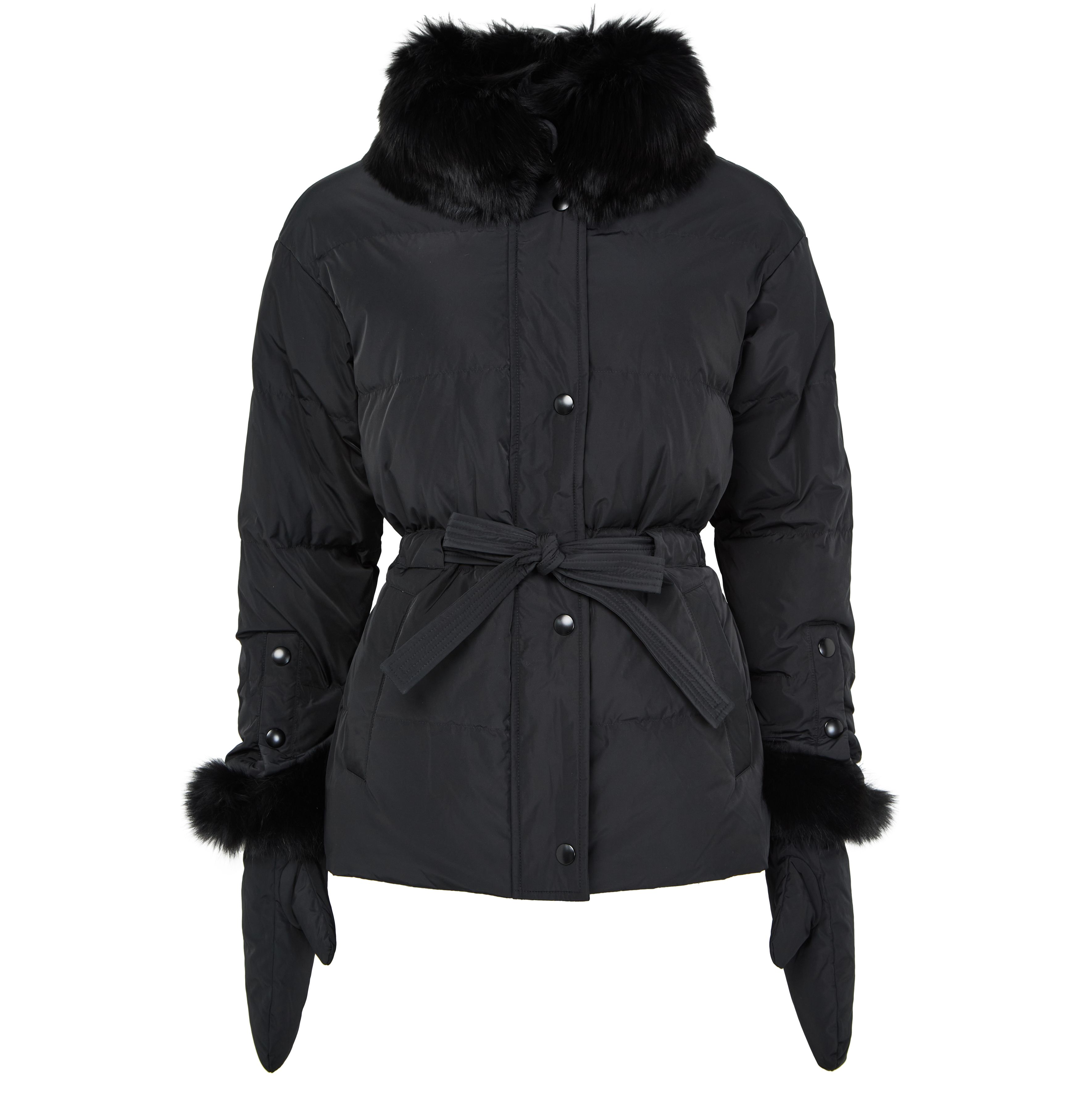 Puffer jacket with a fox fur collar 2