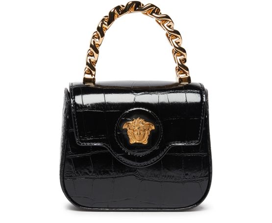 Women's Small crocodile embossed La Medusa bag, VERSACE