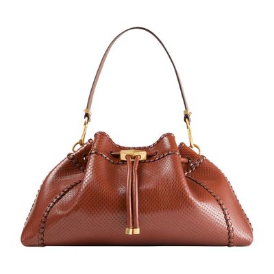 Jimmy Choo Cinch M Snakeskin-effect Leather Shoulder Bag In Brown