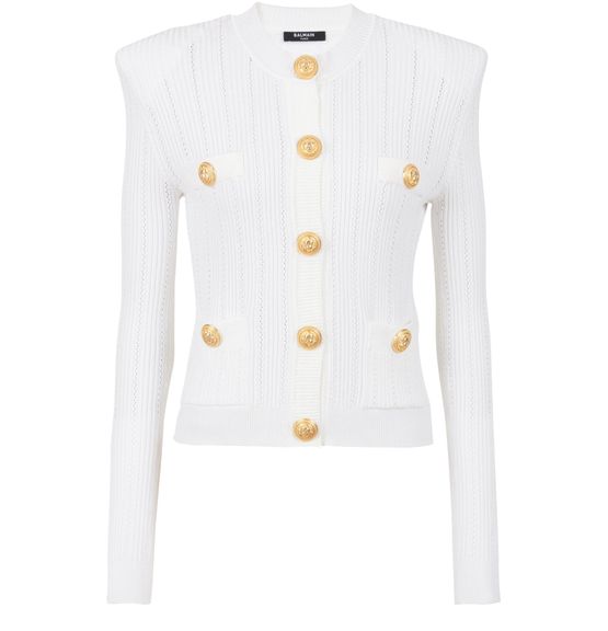 Women s Knit cardigan with gold buttons BALMAIN 24S