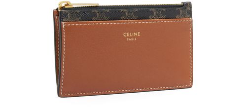 CELINE 지퍼 카드 지갑 - 트리옹프 캔버스 & 램스킨 탠