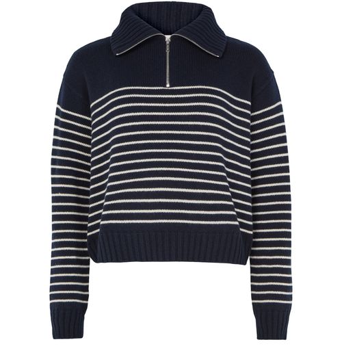 MIU MIU Striped cashmere sweater with trucker collar