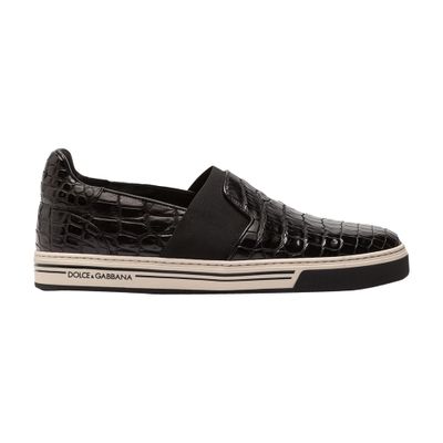 Dolce & Gabbana Slip-on In Crocodile Leather In Black