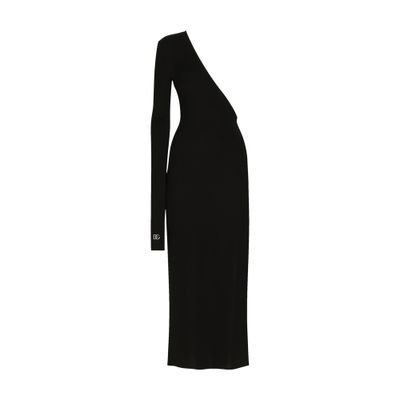 Dolce & Gabbana One-shoulder Midi Dress In Black