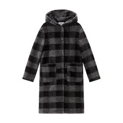 Melange wool shop hooded knitted coat