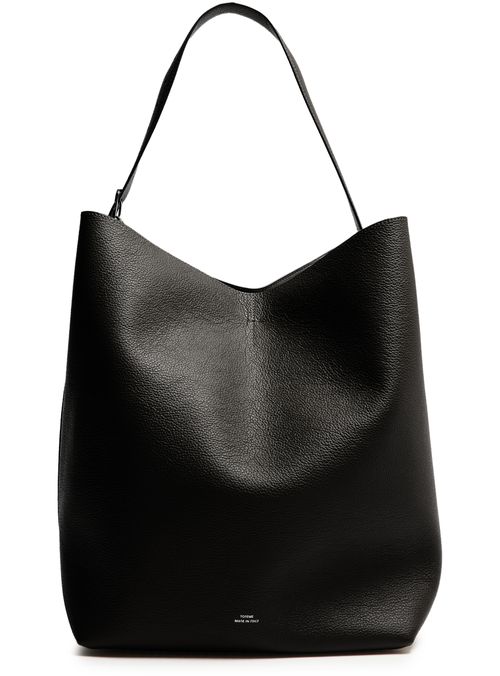 TOTEME Belted grained-leather tote black