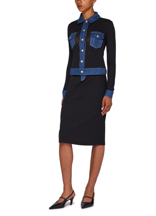 COPERNI Midi ribbed denim skirt