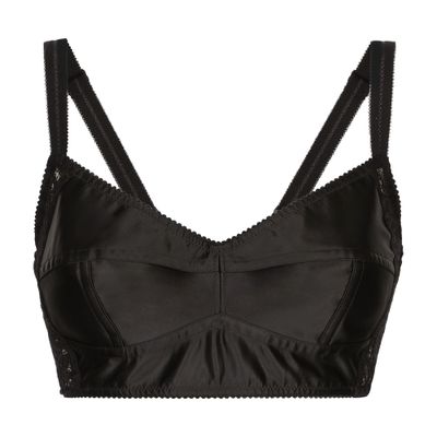 Dolce & Gabbana Sicily Cropped Top Lace Trim In Black