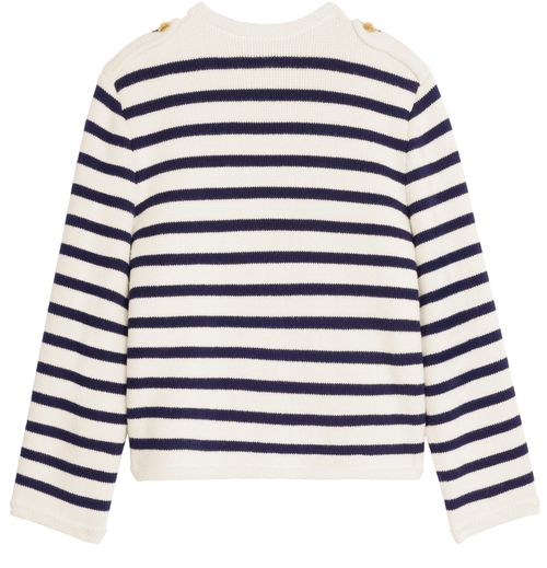 CELINE Cropped in marinière wool cardigan