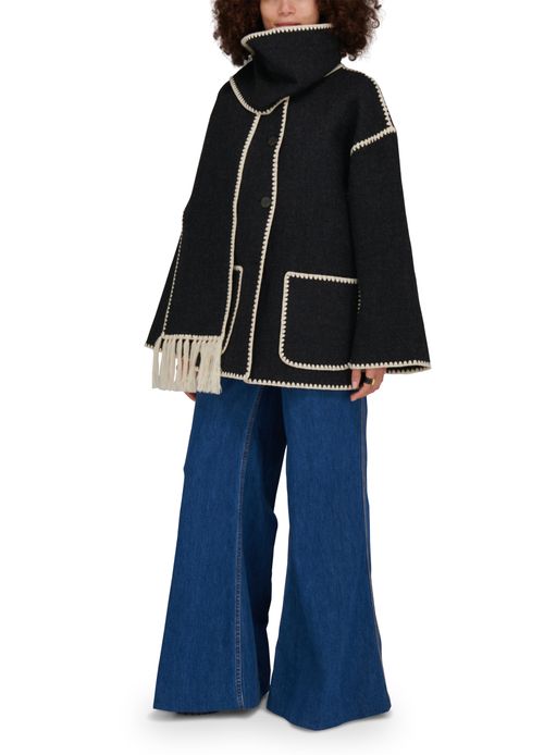 TOTEME Veste en laine avec écharpe brodé