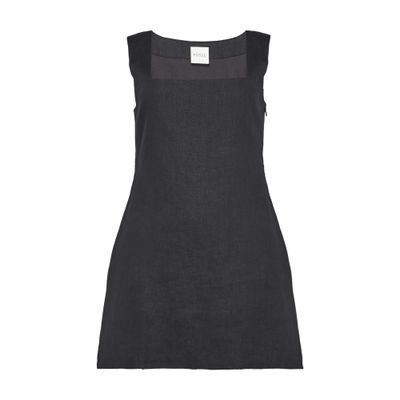 Posse Alice Linen Mini Dress In Black