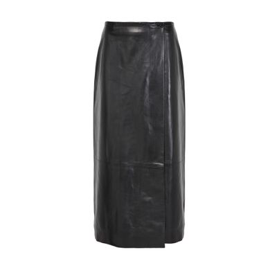 Khaite Quinn Leather Skirt In Black