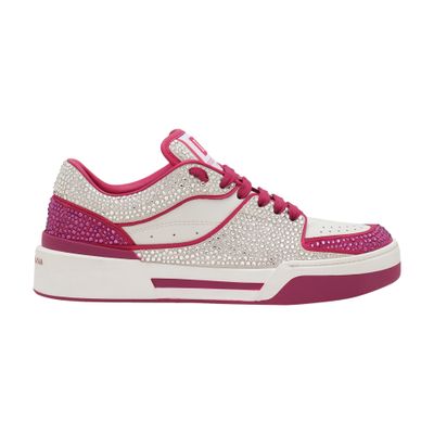 Dolce & Gabbana New Roma Embellished Low-top Sneakers In White_fuchsia