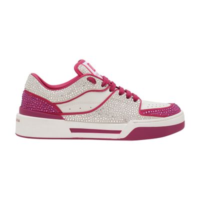 Dolce & Gabbana Calfskin New Roma Sneakers In White_fuchsia