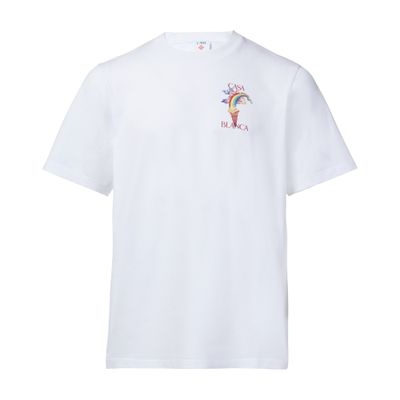 Casablanca White Crewneck T-shirt With Logo Detail On The Front And Maxi Logo Print On The Rear In Cotton Man In White