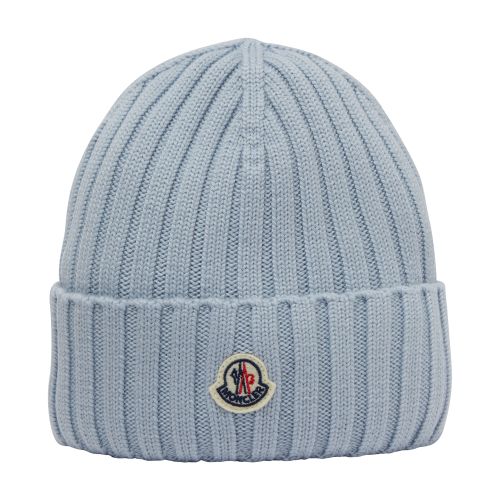 Moncler Beanie With Logo In Baby_blue