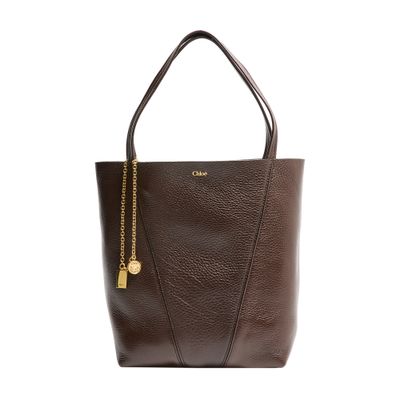Chloé Spin Grained Leather Tote Bag In Brown