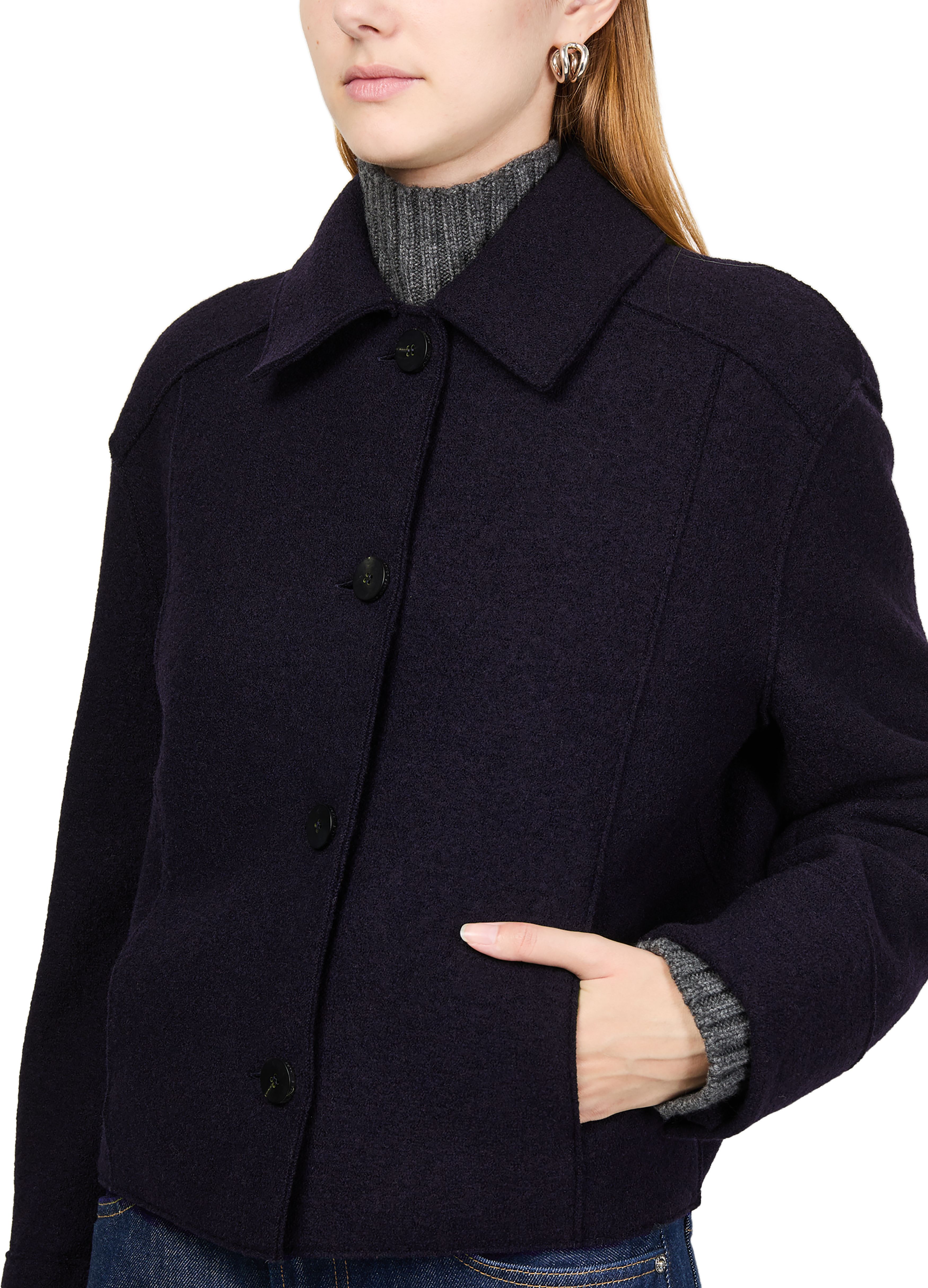 Boiled wool short jacket thumbnail 4