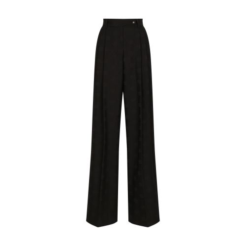 Shop Dolce & Gabbana Flared Wool Jacquard Pants In Black