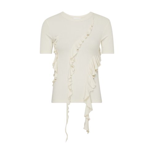 Acne Studios Beige Ruffle T-shirt In Ecru_beige
