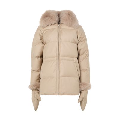 Yves Salomon Puffer Jacket With A Fox Fur Collar In Brown