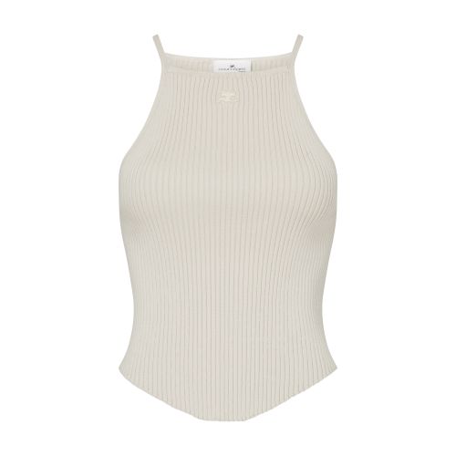 Shop Courrèges Holistic Rib Knit Tank Top In Lime_stone