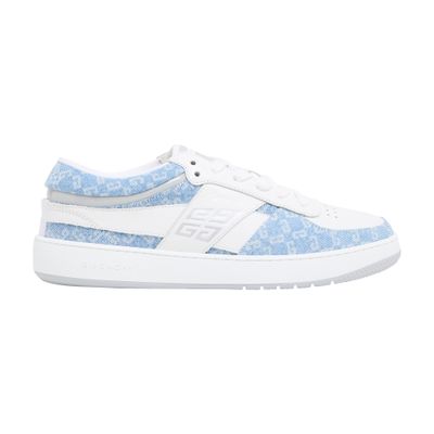 Givenchy G Move Sneakers In Mixed Leathers And Denim Monogram 72 In Blue