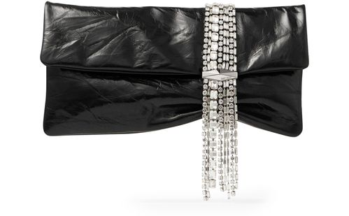 JIMMY CHOO Zandra silver-tone clutch bag