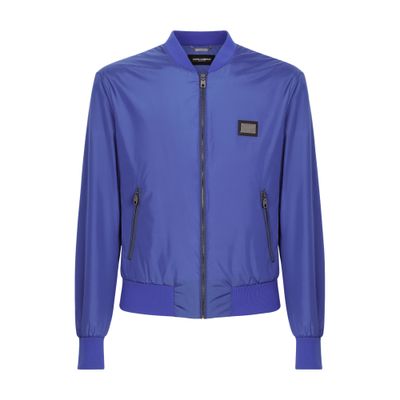 Dolce & Gabbana Patch Zipper Casual Jacket In Blu_cina